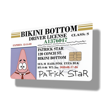 Patrick Star Bikini Bottom Drivers License