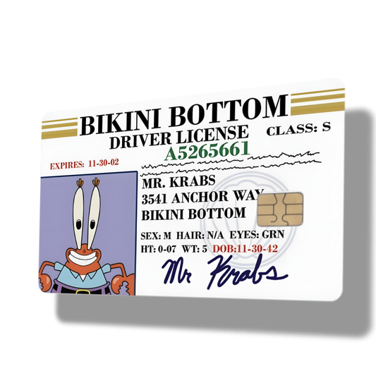 Mr Krabs Bikini Bottom Drivers License