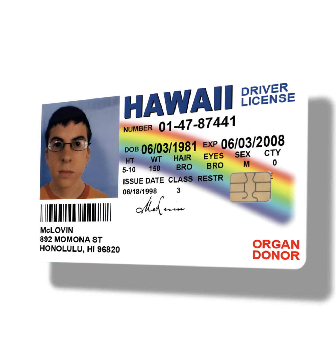 McLovin Hawaii Drivers License